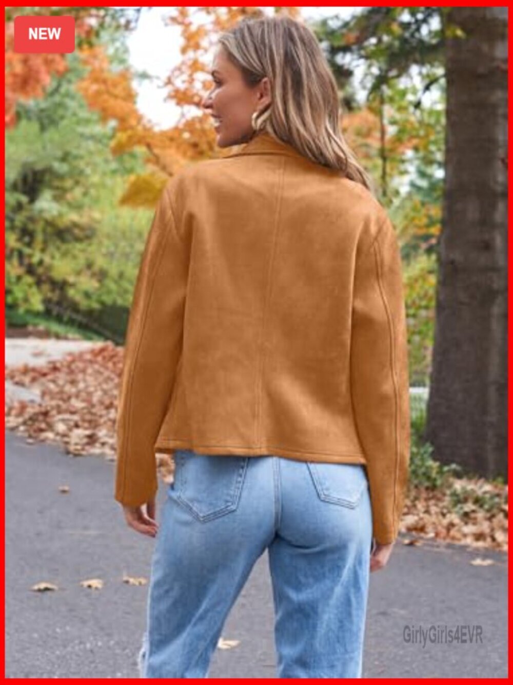 Faux Suede Cropped Jacket, Open Front Cardigan Style for Fall Winter Spring - Picture 6 of 6